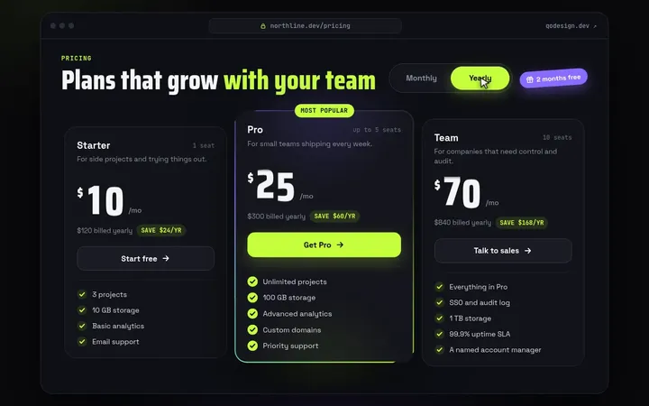 Pricing Switch, animated preview