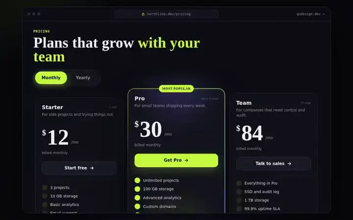 Pricing Switch, animated preview
